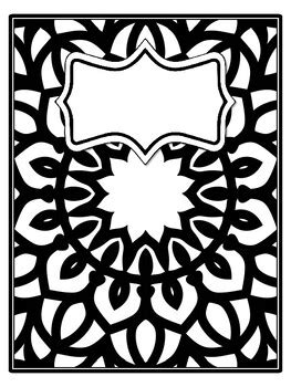 4 Mandala Binder Covers and Spines, Mandala Back To School Coloring ...