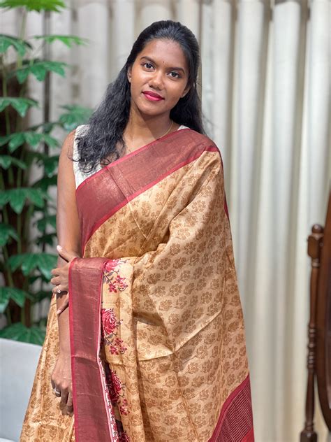Floral Digital Printed Tussar Saree | NLM218 – Aham Designer Boutique