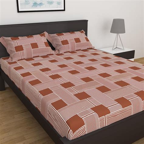 Buy Elements Multicolour Printed Breathable King Fitted Bedsheet Set ...