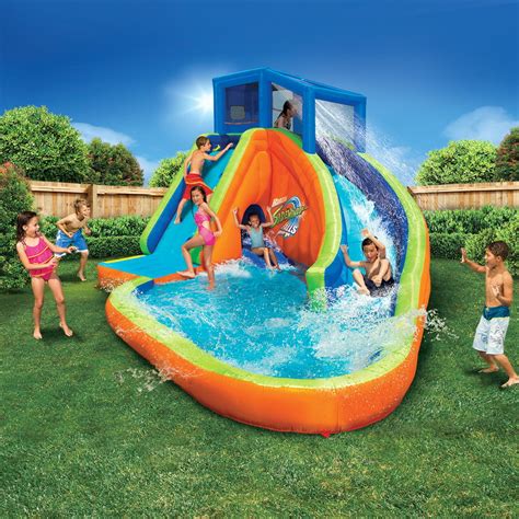 Banzai Sidewinder Falls Inflatable Water Park Play Pool with Slides and ...