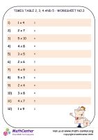 Times table 2, 3, 4 and 5 - worksheet no.2 | Worksheets | Math Center