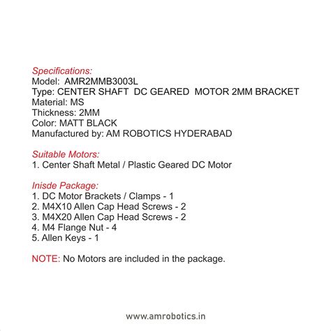 AM ROBOTICS Center shaft DC Motor Mounting bracket / Clamp Matt Black ...