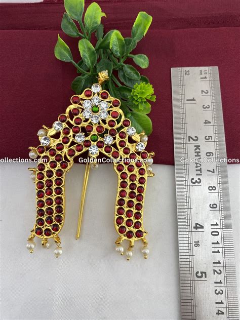 Kemp Stone Hair Choti Crown Rakodi for Bharatanatyam Dance – Golden ...