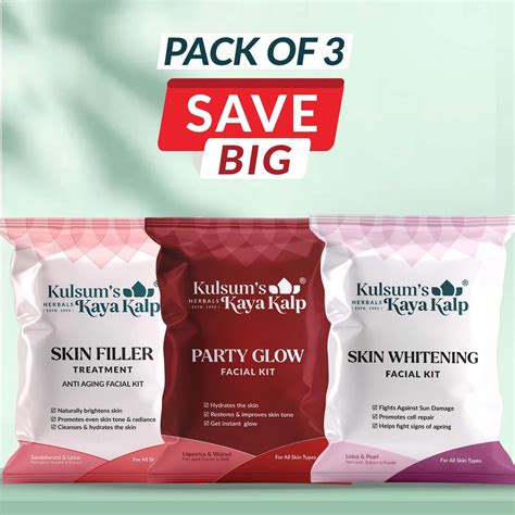 Buy Pack of 3 Skin Filler, Skin Whitening, & Party Glow Facial Kit ...