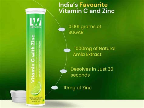 Buy Lukewarm Vitamin C With Zinc Effervescent Tablet - Lemon Flavour ...