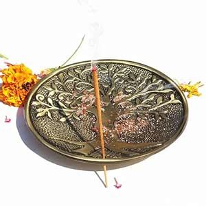 Pure Source India Aluminium Antique Tree of Life Design Incense Burner ...
