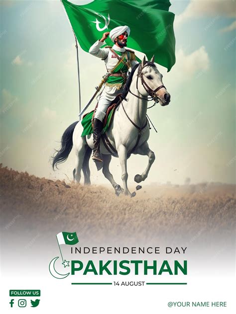 Premium PSD | Psd pakistan independence day greeting poster design template