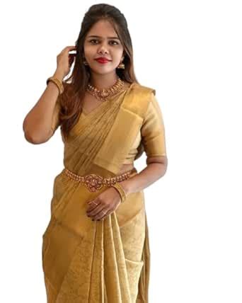 Buy Aziz Creation Traditional golden colour Banarasi Tissue silk Ambani ...