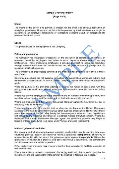 Employee Grievance Policy Template