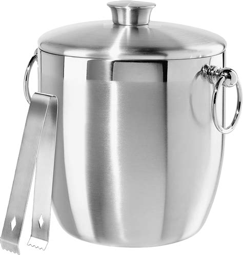Amazon.com: OGGI Double Wall Stainless Steel Ice Bucket - Insulated Ice ...