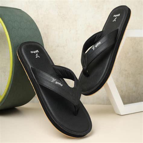 |Buy Everyday Black Slippers For Men| Lightweight with Soft Lycra ...