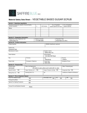 Fillable Online saffireblue Material Safety Data Sheet VEGETABLE BASED ...
