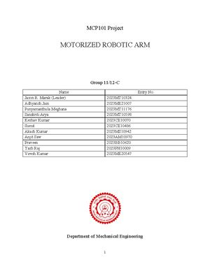 Format for MCP101 project report - MCP101 Project TITLE OF THE PROJECT ...