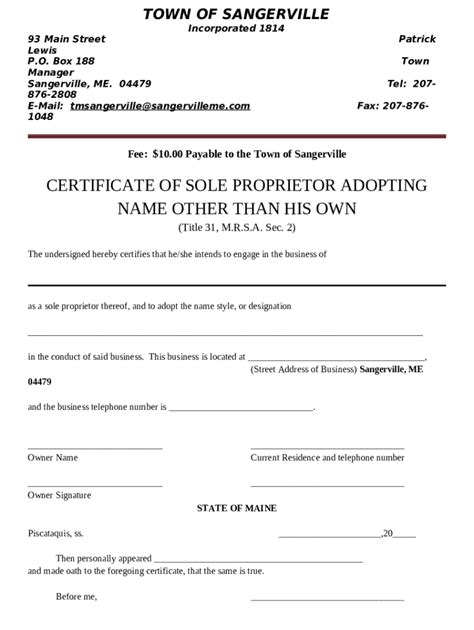 Certificate of Sole proprietor or Partnership Adopting Name ... Doc ...