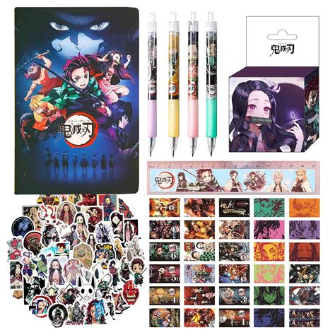 Demon Slayer Merch Set for Anime Fans 1 Notebook 4 Demon Slayer Pen 50 ...