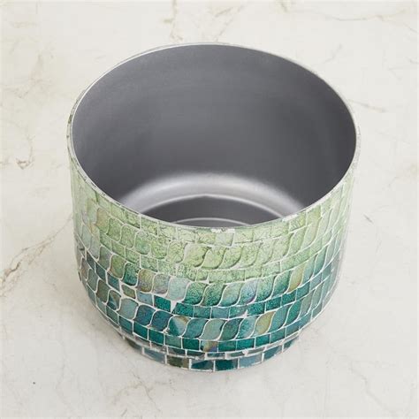 Buy Fiesta Line Mosaic Green Textured Metal Planter- 13 x 15.5 cm from ...