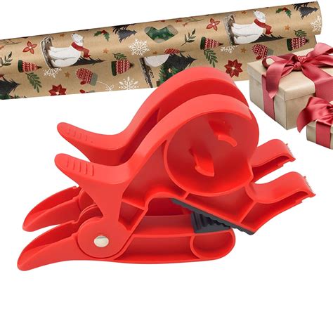 2PCS Tabletop Gift Wrapping Tool, Red Wrapping Paper Clamps, Wrap Paper ...