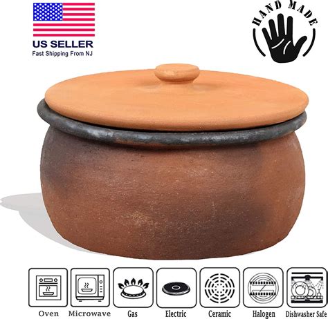 Buy Clay Cooking Pot with Lid, Clay Pots for Cooking, Earthenware Rice ...