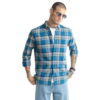 SNITCH Blue Checkered Cotton Shirt : Amazon.in: Clothing & Accessories