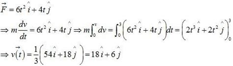 An object of mass 3kg is at rest. now a force F=6t^2i^+4tj^ is applied ...