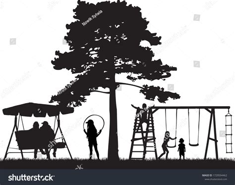 Children Playing Playground Silhouette