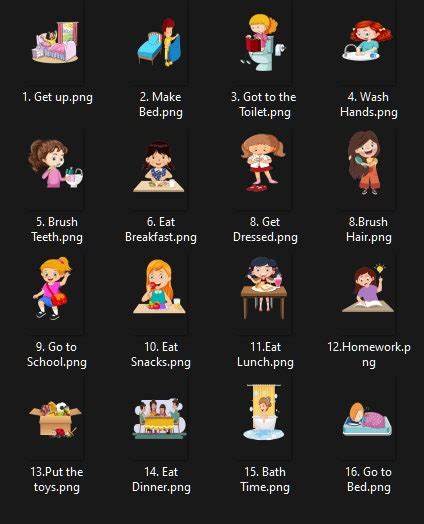 Buy 16 Printables Autism Daily Routine Chart Cards Visual Wall Planner ...