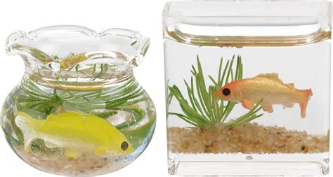 Buy DOITOOL 2pcs 1: 12 Miniature Glass Goldfish Bowl with Fish ...