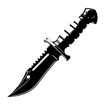 Black military knife silhouette vector on white background 10 eps ...