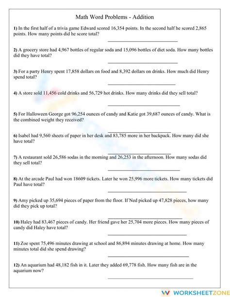 Image result for Five-Digit Addition Worksheet