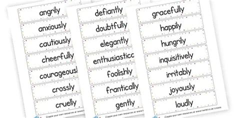 Adverb Word Cards