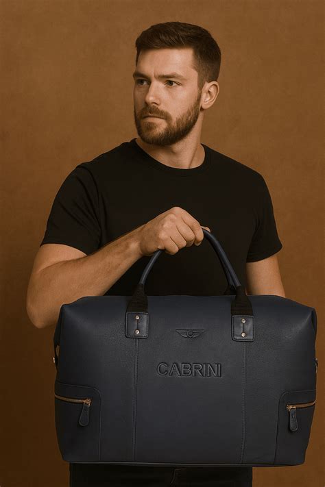 Cabrini Navy Blue Leather Duffle Bag – Spacious & Travel-Ready ...
