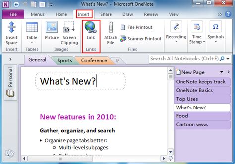 Image result for How to Add Link to Sub Page OneNote