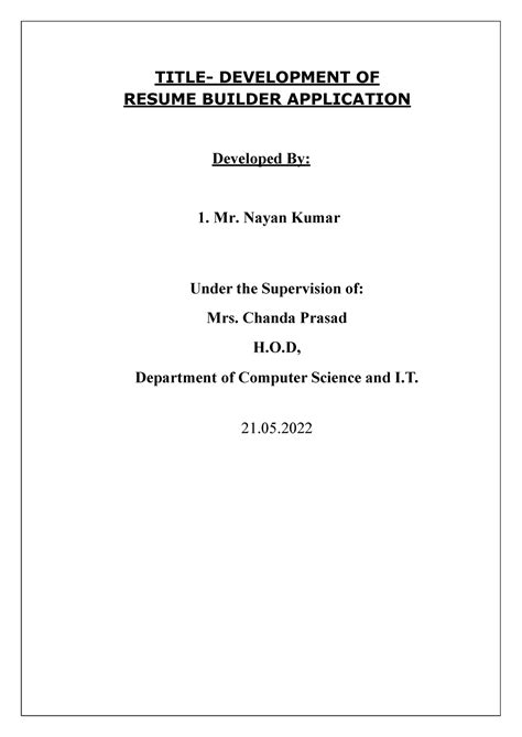 Pdfcoffee - resume builder - TI T L E - DEVE LO PM E N T OF RESUME ...