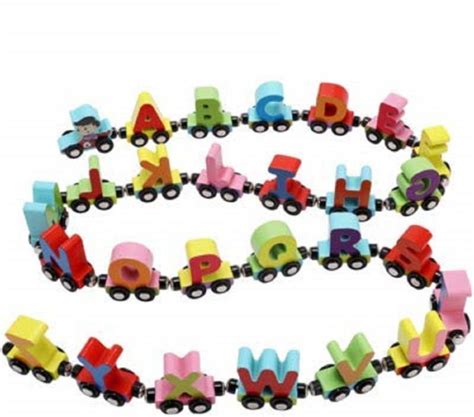 FunBlast Wooden Magnetic Alphabet Colorful Train | Educational Learning ...