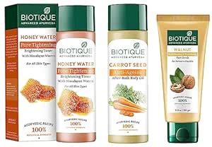 Buy Biotique Honey Water Pore Toner, 120ml & Walnut Exfoliating ...