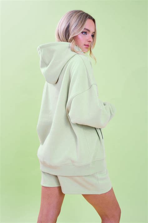 Kaiia Slogan Oversized Hoodie Light Green | Kaiia
