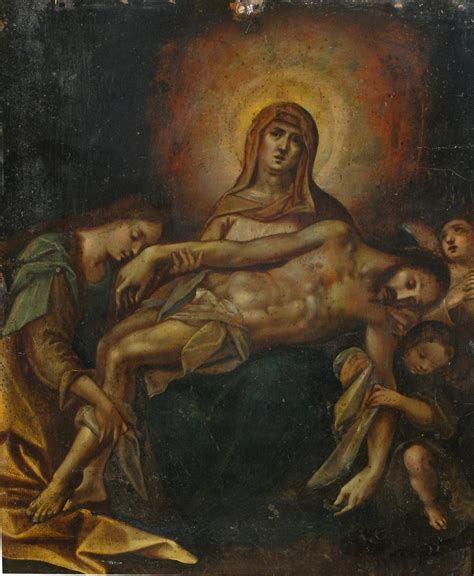 Pieta, oil painting on copper, Northern Italy, 17th century For Sale at 1stDibs