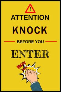 Attention Knock Before You Enter Sign Poster For Bedroom And Office ...