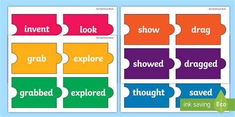 Past And Present Verbs (on Jigsaw Pieces)