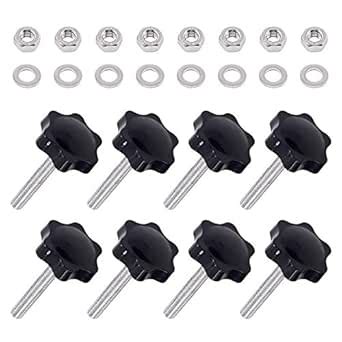 Swpeet 60Pcs M8 x 50 Hex Shaped Male Thread Metal Clamping Hand Star ...