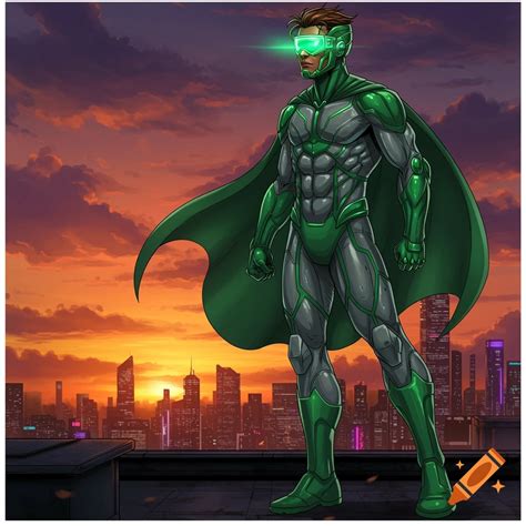 A superhero combining Captain America and Green Lantern, creating green ...
