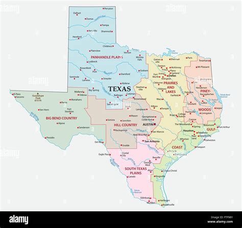 map of the seven regions in the state texas Stock Vector Image & Art ...