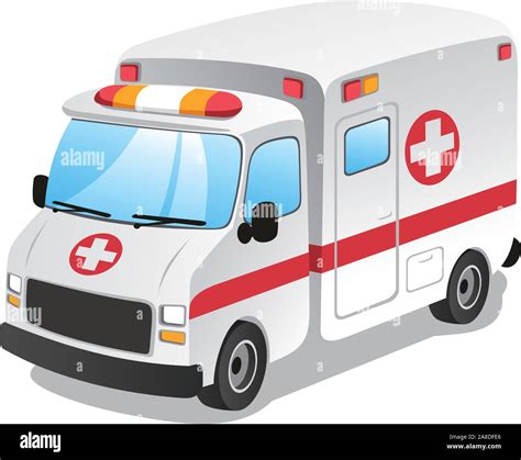 Cartoon ambulance. Emergency service. Vector Illustration Cartoon Stock ...