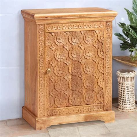 Hand Carved Floral Bedside Table – J.L.HOME DECOR