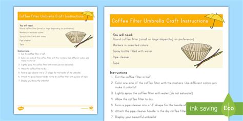 Umbrella Coffee Filter Art Lesson Plan | Craft Instructions