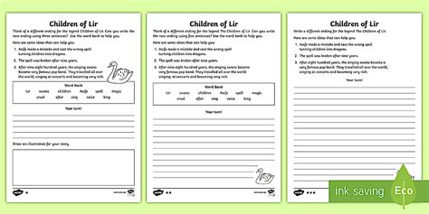 The Children of Lir Creative Writing Worksheet / Worksheet