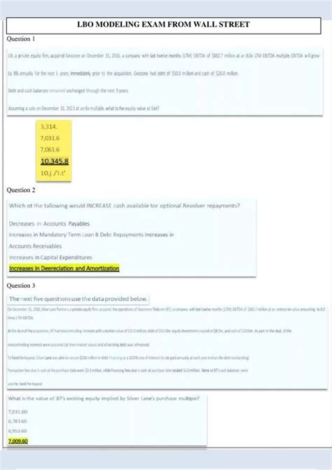 Image result for LBO Modeling Test