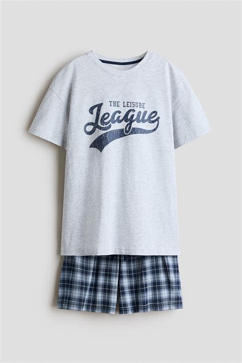 Navy blue/Checked Cotton jersey pyjamas for kids | H&M IN