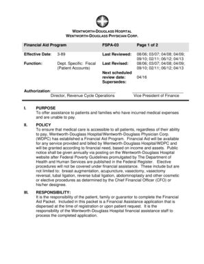 Fillable Online Financial Assistance Policy - Wentworth-Douglass ...