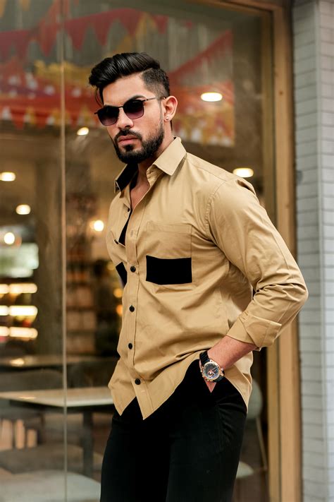 Mustard Double Pocket Cotton Designer Shirt – Trrendo
